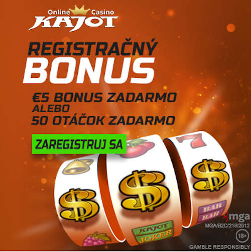 Kajot casino 50 Free spinov alebo 5 € bonus
